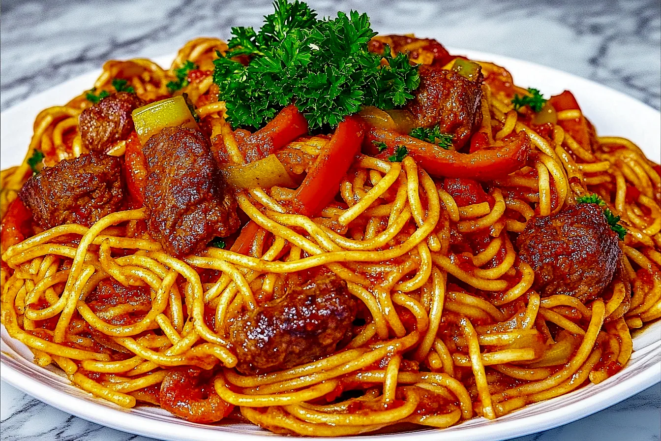Les Spaghetti Sautés Épicés au Bœuf Tendre