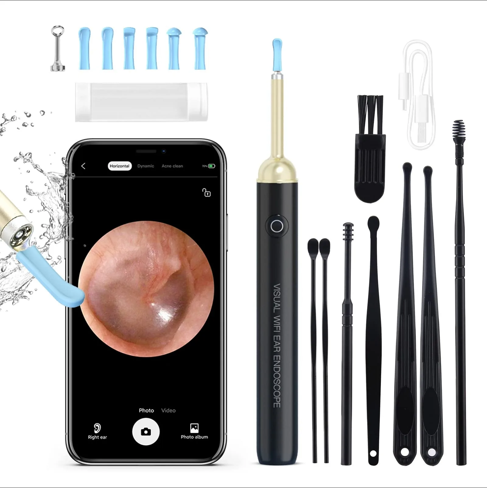 Cure-oreille visuel sans fil avec caméra HD intégrée