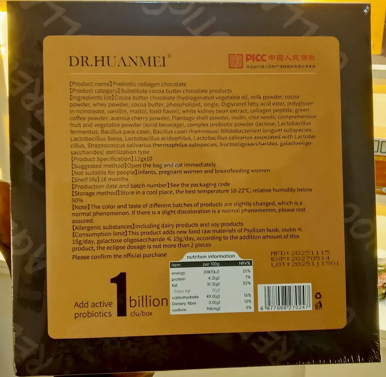 Chocolat au collagène